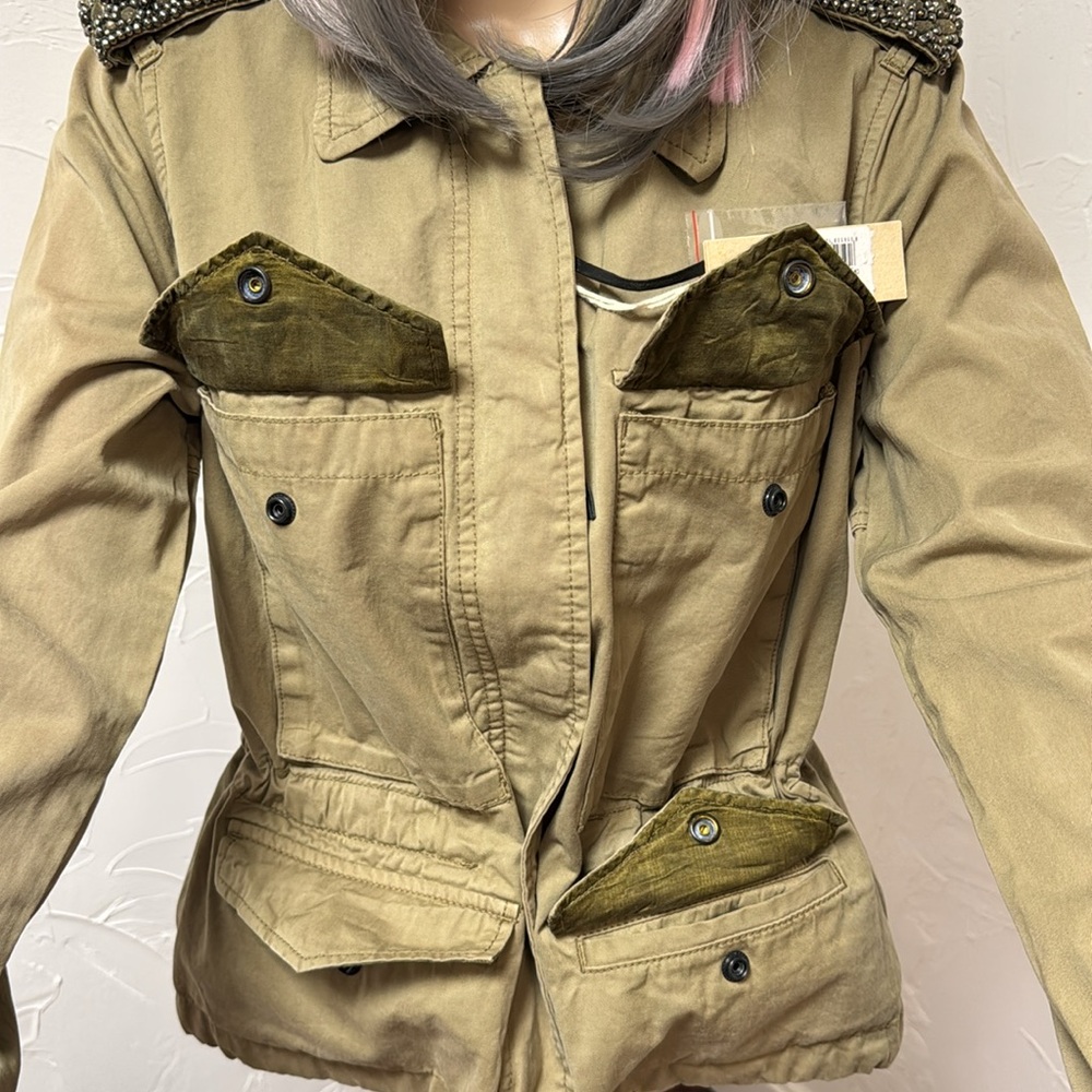 NEW Diesel Jacket in Military Green Size Small 70% Cotton 30% Silk - Picture 3 of 17
